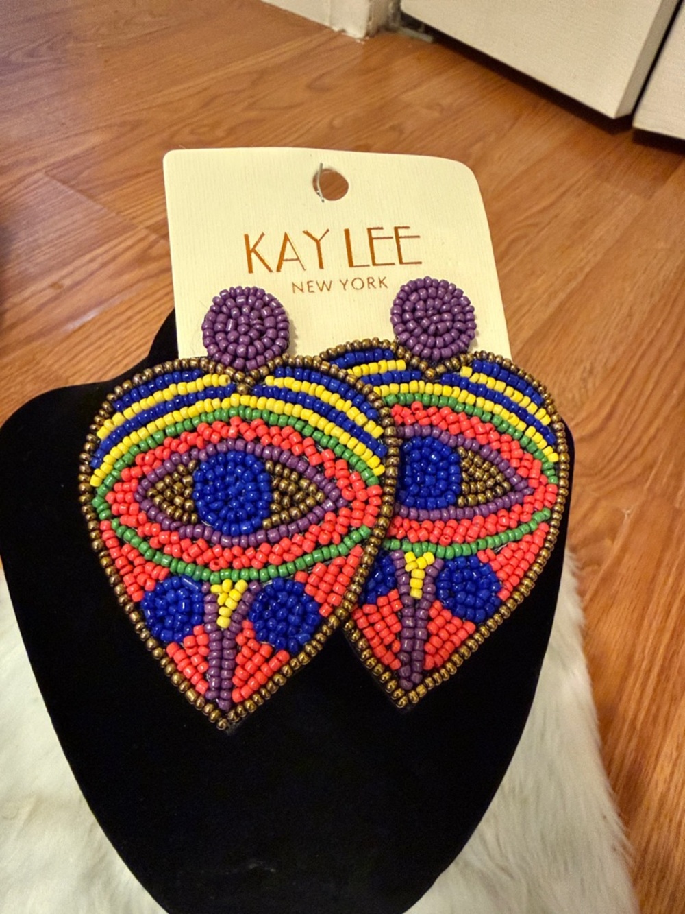 KAY LEE Colorful Beaded Eye Statement Earrings